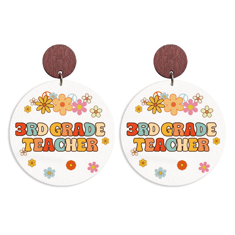 Wholesale Teacher Gift Wood Print Vintage Bohemian Earrings